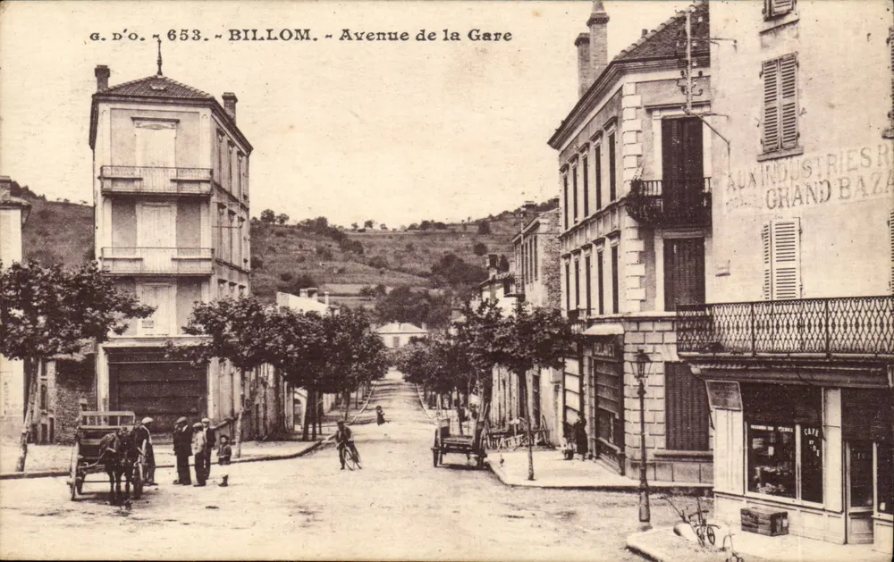 Billois. Avenue de la Gare — Ansicht der Straße mit Gebäuden und Handel — Verlag G. D'O. n° 653 - Vorderseite
