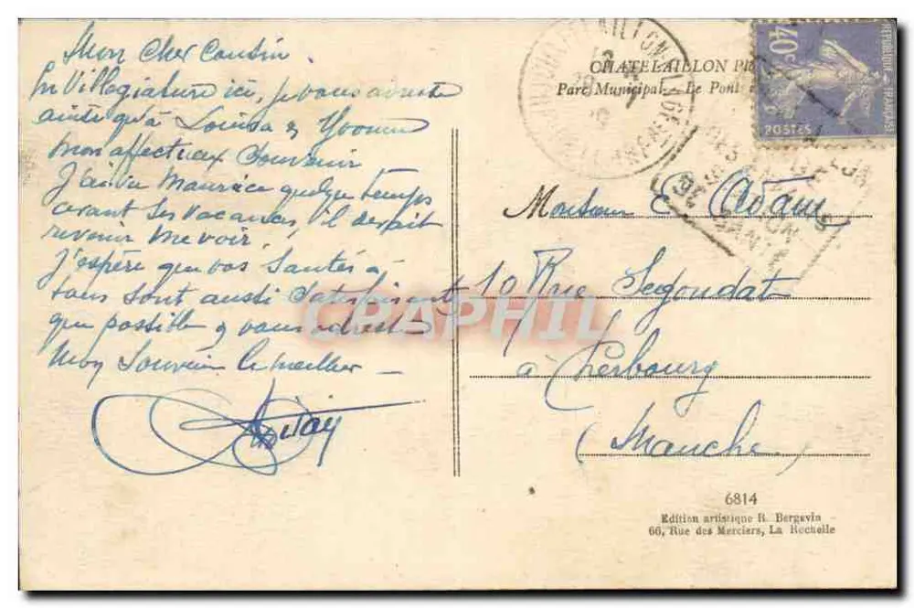 Golfspiele im Wald — Châtelailly (Charente-Maritime) — Künstleredition R. Bergevin, Nr. 6814 - Rückseite