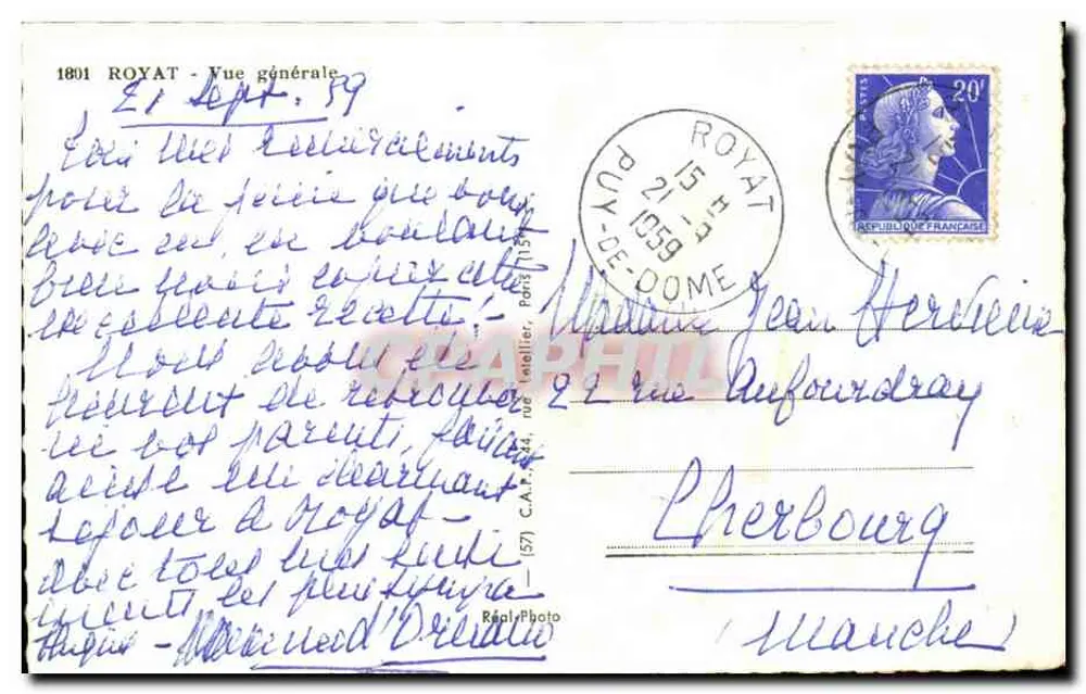 Royat — Vista geral — RéalPhoto, n° 1801 - Verso