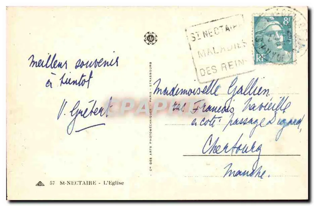 Saint-Nectaire — Ansicht der Kirche — C.M. des Arts Photomécaniques, Paris - Strasbourg, Nr. 57 - Rückseite