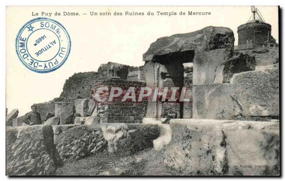 Le Puy de Dôme — Ein Stück der Ruinen des Tempels Merkur — C.L. Oudin, Reproduktion verboten - Vorderseite
