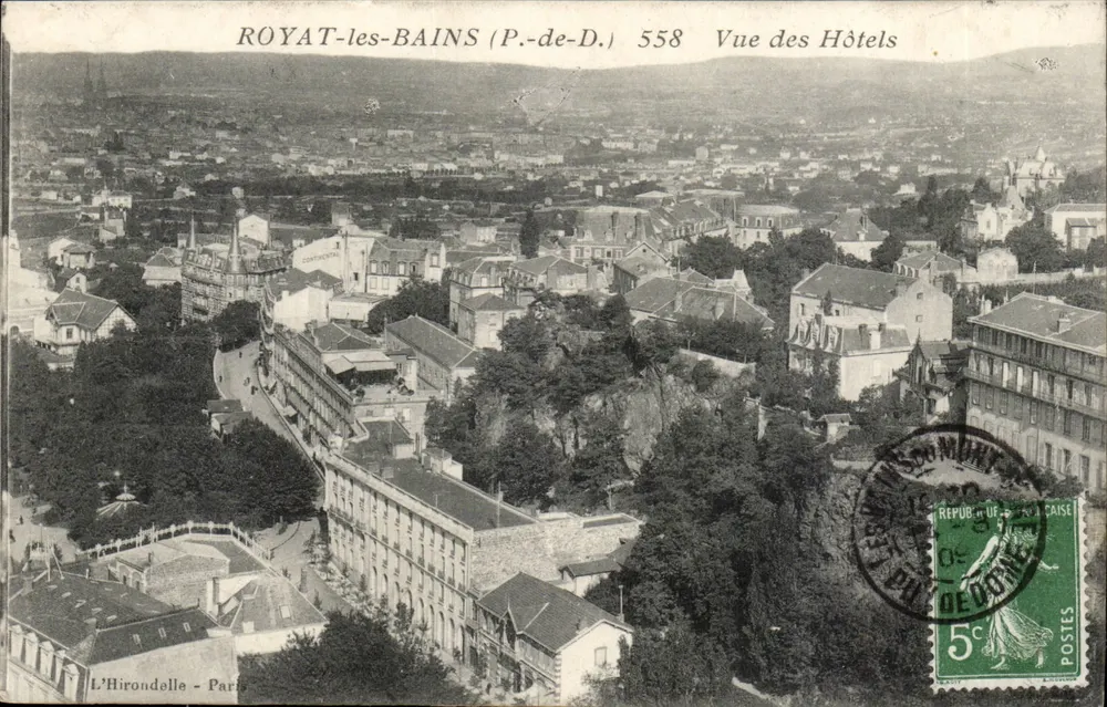 Royat-les-Bains (P.-de-D.) — Ansicht der Hotels — L'Hirondelle, Paris — Nr. 558 - Vorderseite