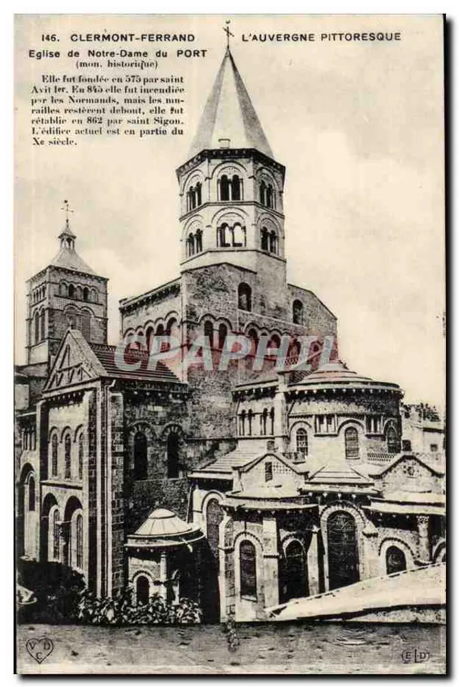 Clermont-Ferrand — Die malerische Auvergne — Kirche Notre-Dame du Port (historisches Monument) — Verlag V.D. n°146 - Vorderseite