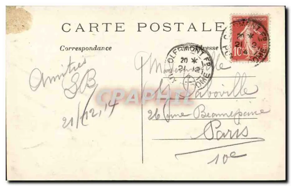 Clermont-Ferrand (P.-de-D.) — Rue des Gras und die Kathedrale — L. Hironnelle, Paris, n°411 - Rückseite