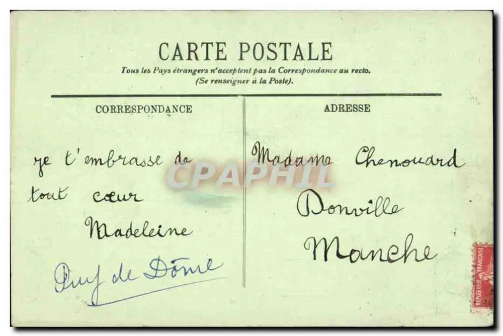Puy-de-Dôme — Kleidung und Kopfbedeckung der Region — LL. - Rückseite