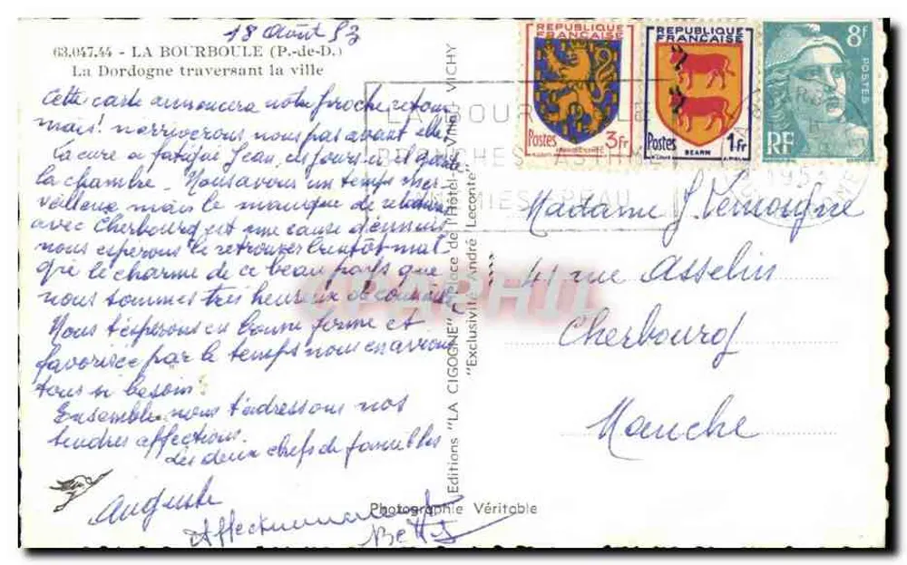 La Cigogne — Blick auf die Dordogne, die die Stadt überquert — Éditions Véritable - Rückseite