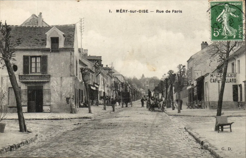 MÉRY-sur-OISE — Rue de Paris — G. Dolarus, Uitg. Almondos, S.-et-O. - Voorkant