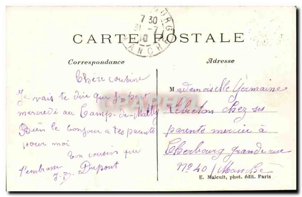 Vincennes — Das Alte Schloss — Ausgang zum Bois — E.M. - Rückseite