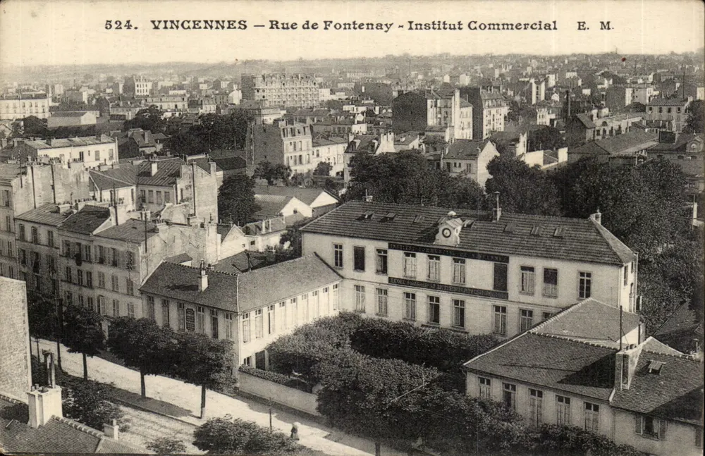 Vincennes — Rue de Fontenay — Institut Commercial — E. M. - Recto