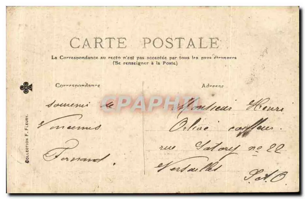 Fort de Vincennes — Erinnerung an das Fort de Vincennes — unbekannter Verlag, Seriennummer nicht sichtbar - Rückseite
