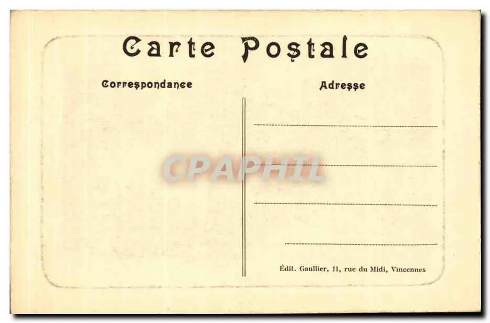 Bois de Vincennes — Le lac - Embarcadère — Édit. Gaullier, 11, rue du Midi, Vincennes - Verso