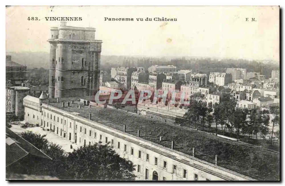 Vincennes — Panorama visto do Castelo — E.M. n°483 - Frente