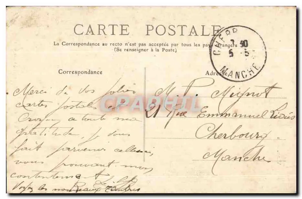 Estátua do Geral Daumesnil — Vincennes — Editor ZURY, n°59 - Verso