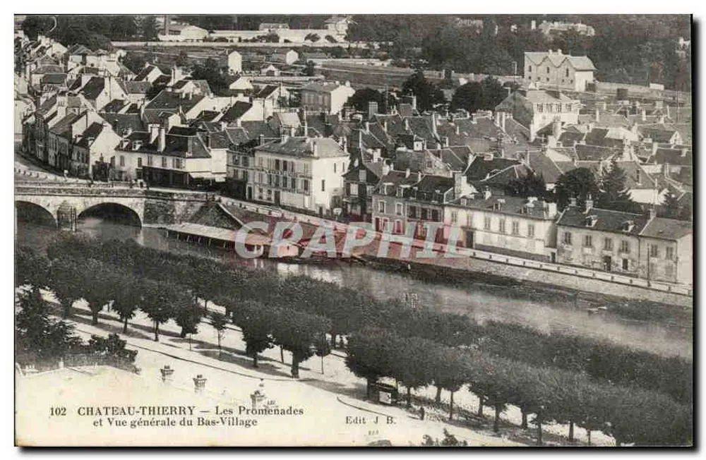 Château-Thierry — Les Promenades et Vue générale du Bas-Village — Edit J.B. - Vorderseite