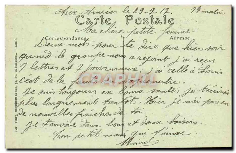 Soissons vor dem Krieg — Ansicht der Avenue de la Gare — B. Nougarède, Verlag, Soissons. - Rückseite