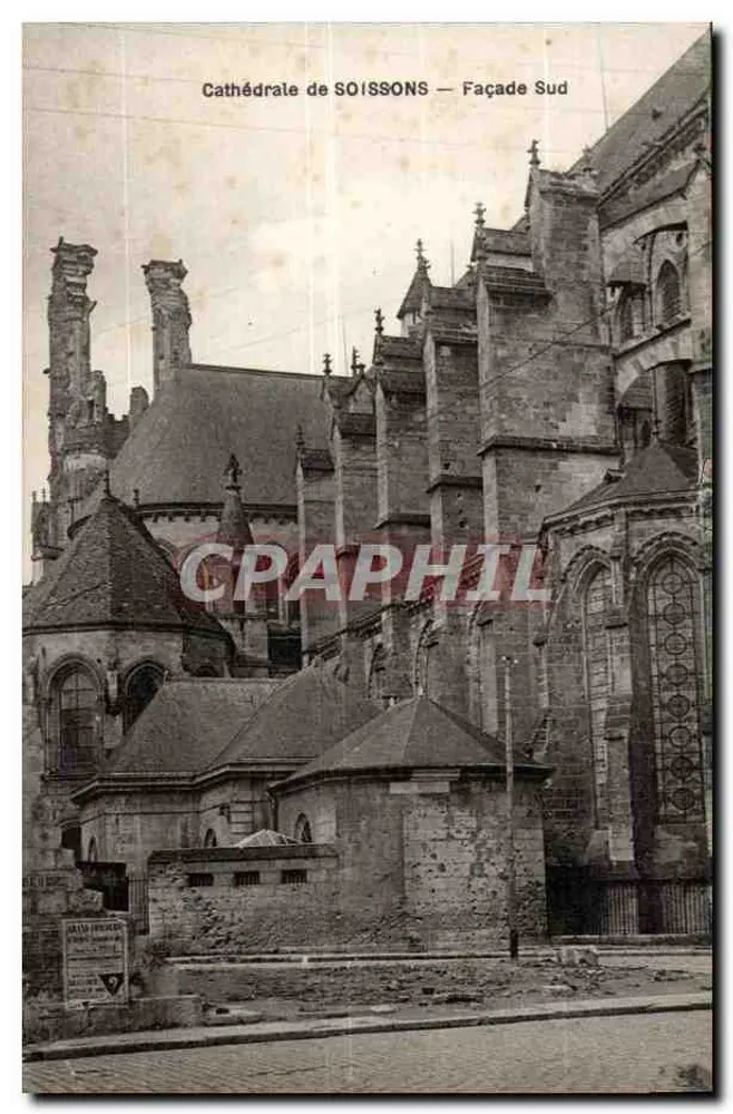Catedral de Soissons — Fachada Sul — Editor R. Nougaret em Soissons - Frente