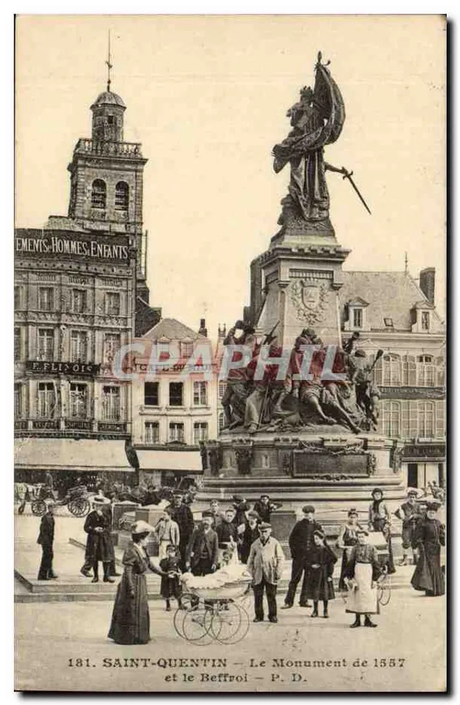Saint-Quentin — Das Denkmal von 1557 und der Glockenturm — P. D. - Vorderseite