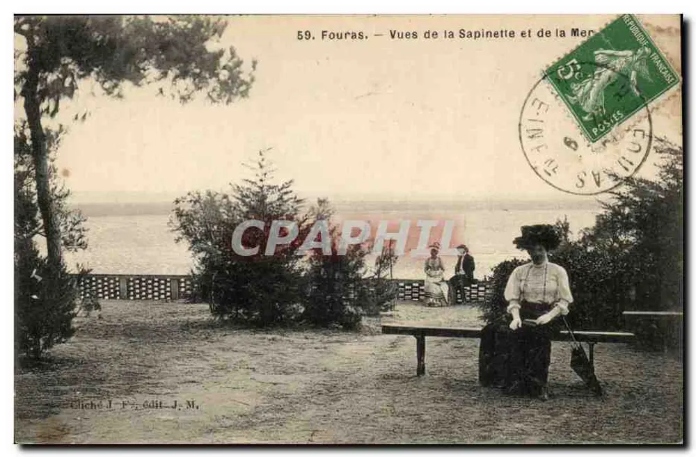 Fouras — Vues de la Sapinette et de la Mer — Cliché J.F., Edit. J.M. - Recto