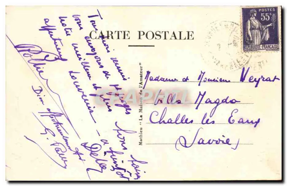 Saint-Georges-de-Diddonne — Felsen von Vallières — Verlag Mathieu 'La Maison de l'Amateur' - Rückseite