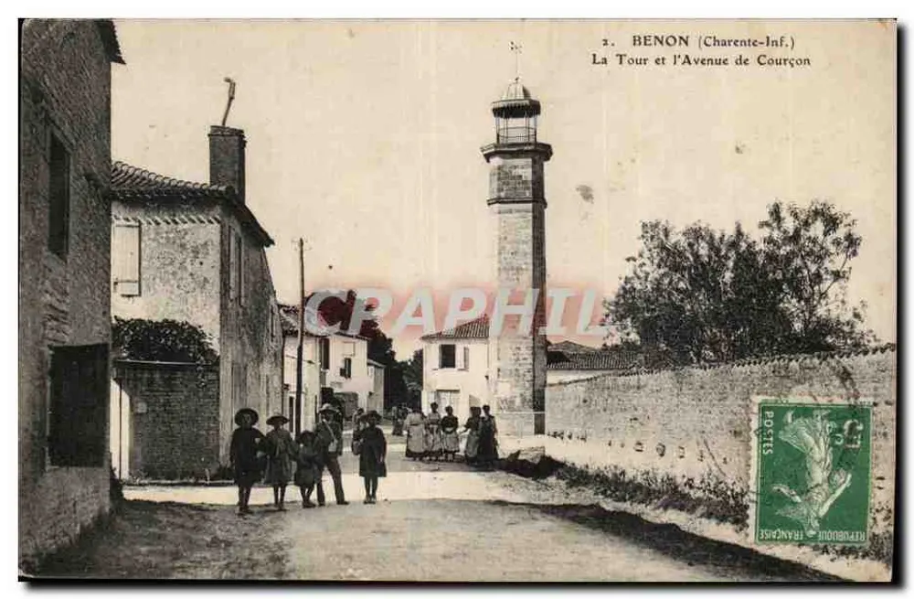 Benon (Charente-Inf.) — Die Turm und die Avenue de Courçon — Verlag: N. R. P. (Nr. 2) - Vorderseite