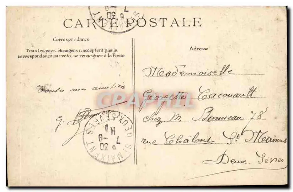 Benon (Charente-Inf.) — Die Turm und die Avenue de Courçon — Verlag: N. R. P. (Nr. 2) - Rückseite