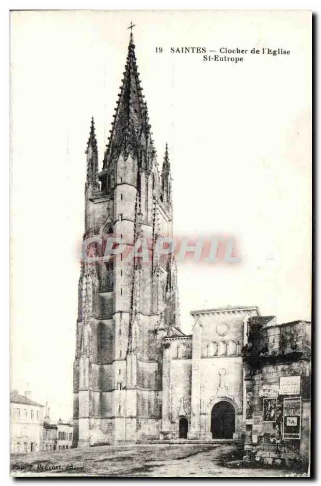 Saintes — Torre da Igreja de São Eutrópio — Editor J. Brévort, n°19 - Frente
