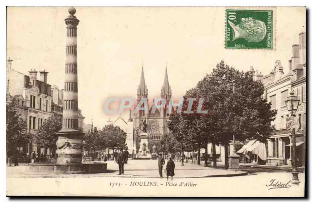 Moulins - Place d'Allier — editor Ideal, n° 1723 - Frente