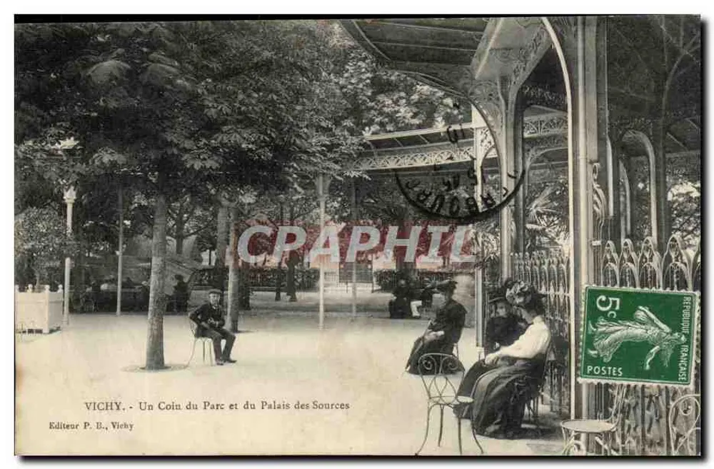 Vichy - Ein Eckbereich des Parks und des Palastes der Quellen — Verlag P. B., Vichy - Vorderseite