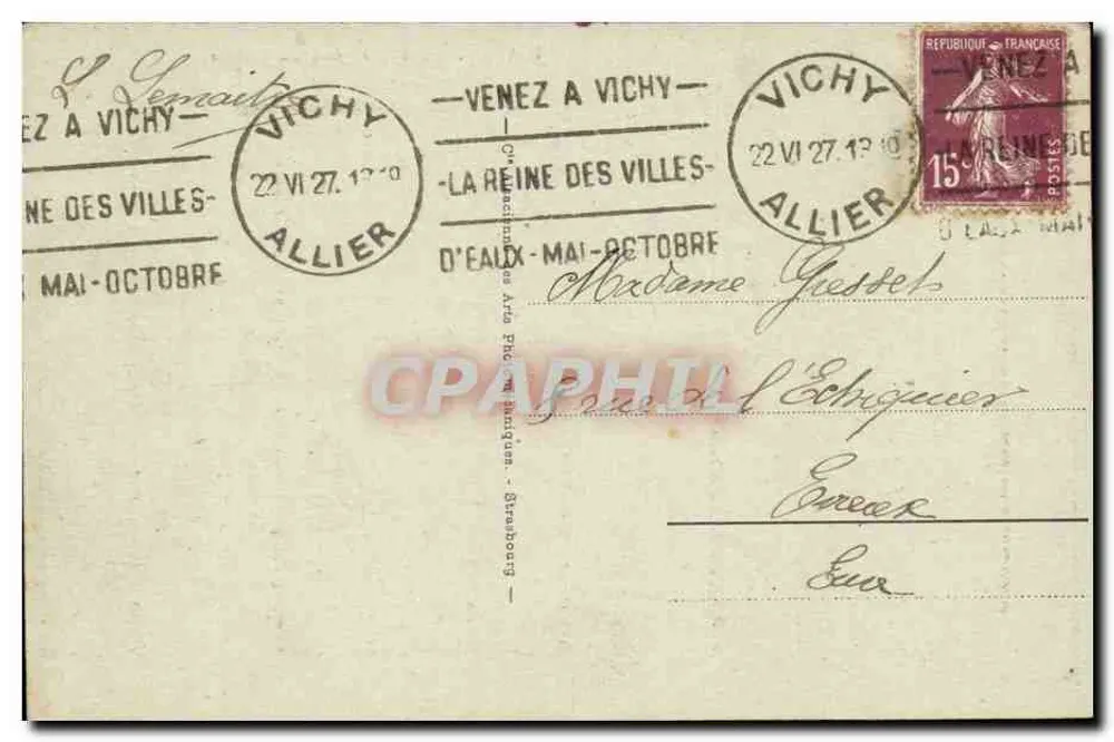 Vichy - Las Terrazas del Casino — editor no identificado, n° de serie II - Reverso