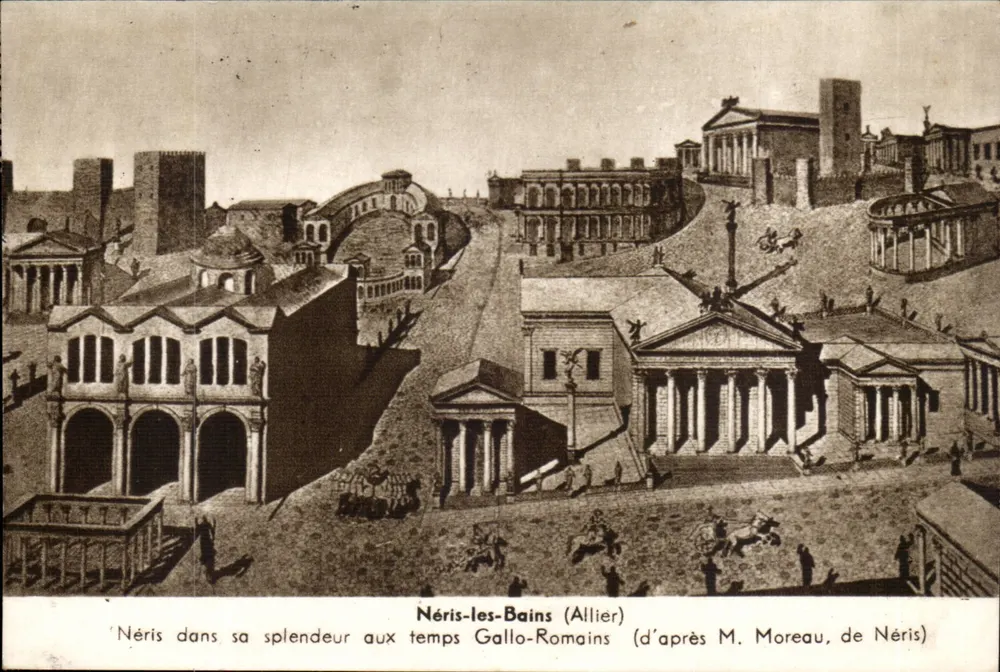 Néris-les-Bains (Allier) — Néris in seiner Pracht zu gallo-römischen Zeiten (nach M. Moreau, von Néris) - Vorderseite