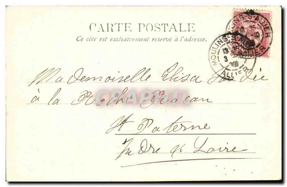 Moulin (Allier) — A catedral — P. Dernaux editor, Livraria Moulin, Allier - Verso