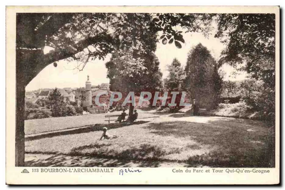 Bourbon-l'Archambault — Ecke des Parks und Turm Qui-Qu'en-Grogne — Pélin, n°113 - Vorderseite