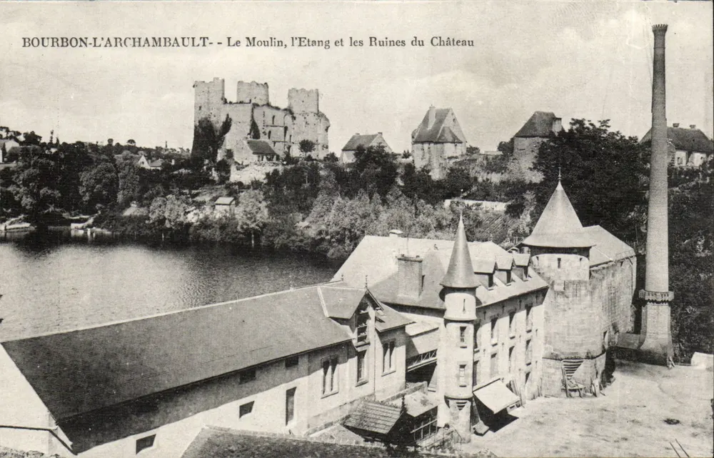 Bourbon-l'Archambault — Das Mühle, der Teich und die Ruinen des Schlosses - Vorderseite