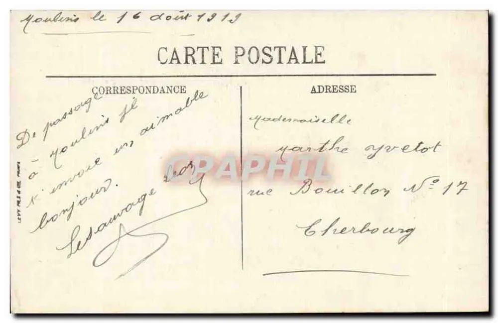 Moulins — Vieille Maison du XVᵉ siècle — N. G. - Verso
