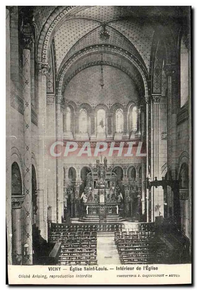 Vichy — Kirche Saint-Louis — Innenansicht der Kirche — Phototypie J. Coquuquot - Autun - Vorderseite