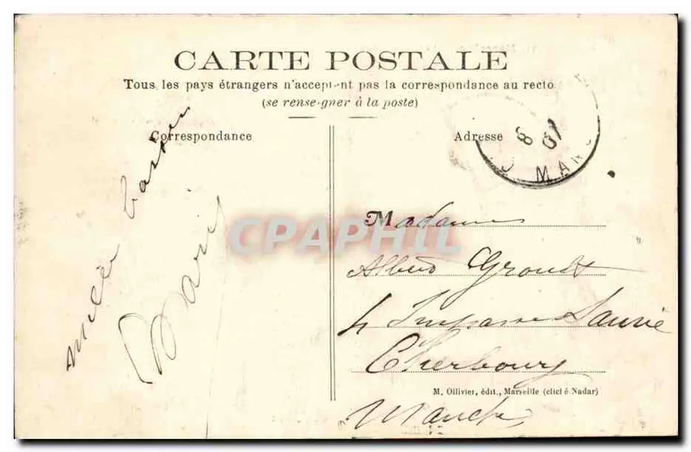 Marseille — O Píer do Porto — M. Ollivier, editor - Verso