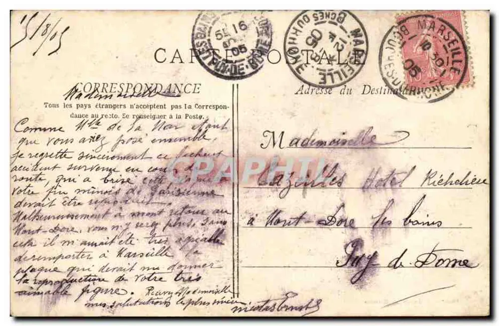 Marseille - A Corniche (Anse do Profeta) — editor anônimo, n° 38 - Verso