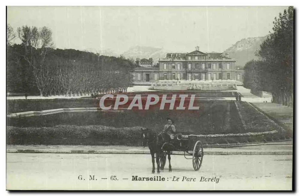 Marseille : O Parque Borelly — visão do castelo e do jardim com carruagem — G. M. — 65 - Frente