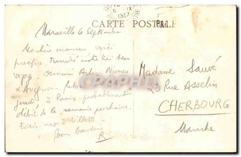 Marseille - Le Vieux-Port — vue du port avec bateaux et quai — éditeur non identifié - Verso