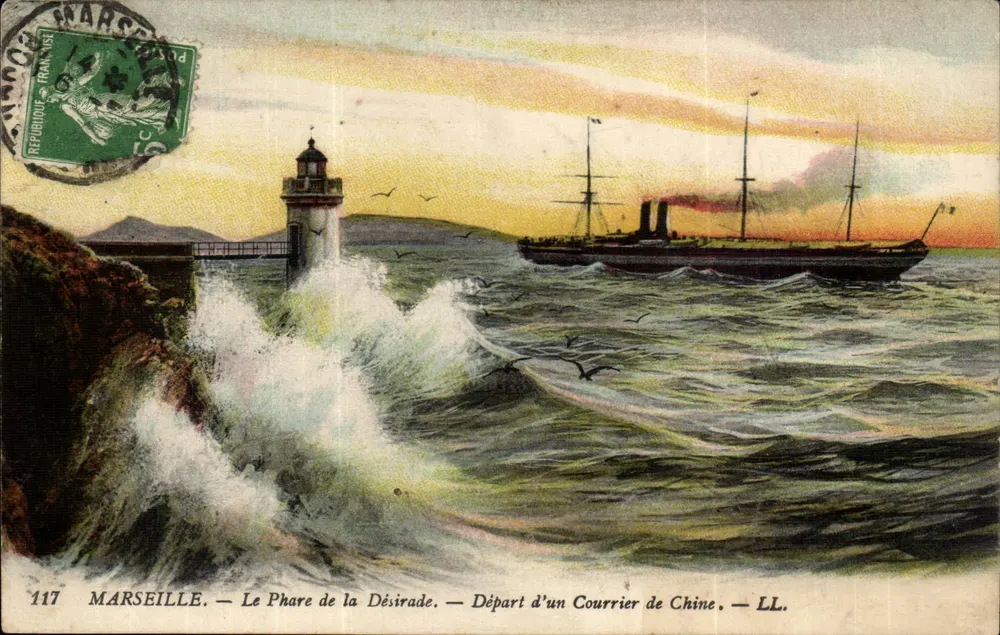 Marseille — Der Leuchtturm der Désirade — Abfahrt eines China-Mails — LL. — Nr. 117 - Vorderseite