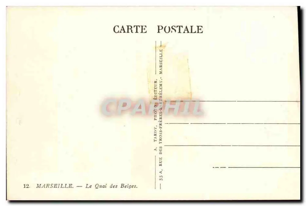 Porto de Marselha — Calçadão dos Belgas — A. TARDY, editor - Verso