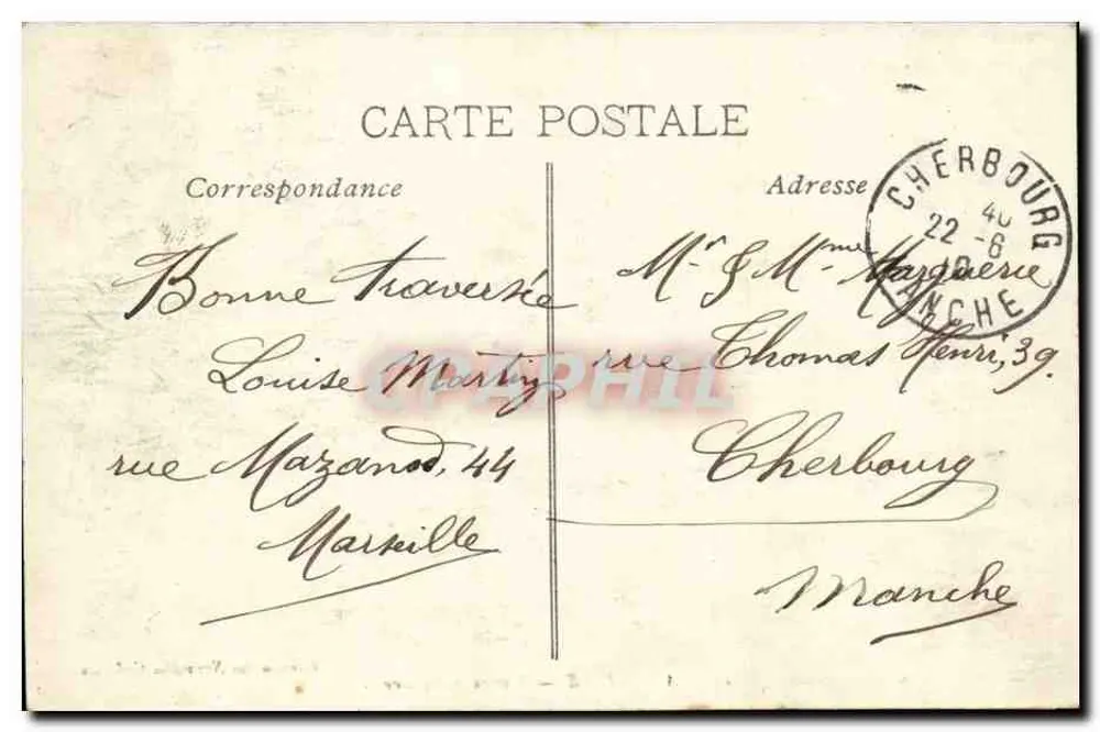 Marselha — Cours Bellecour — Edição das Novas Galerias - Verso