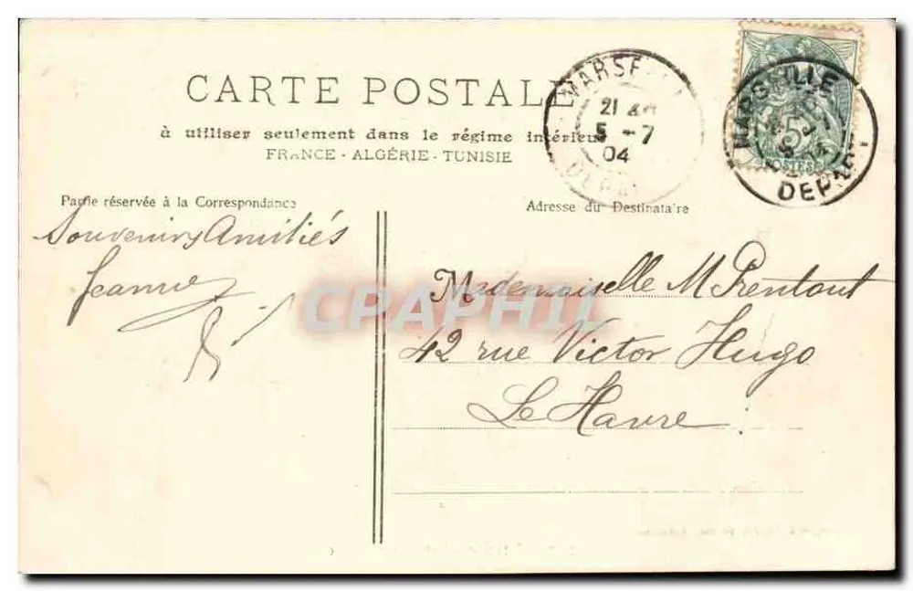 Marseille - Les Allées de Meilhan — Fot. Thudonneau, n° 1267 - Achterkant