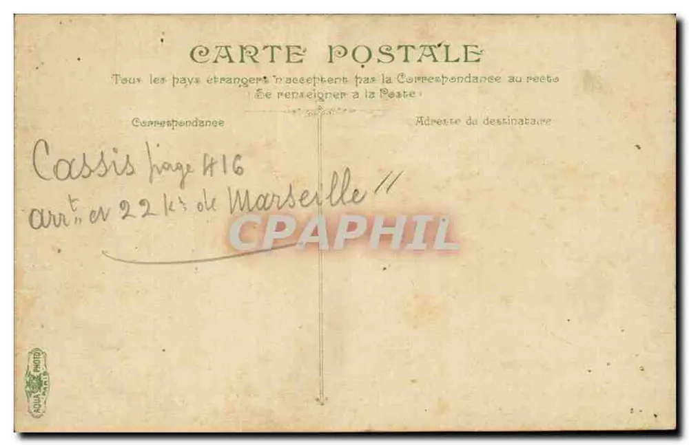 Cassis — A Igreja — Editor anônimo, n° 3224 - Verso