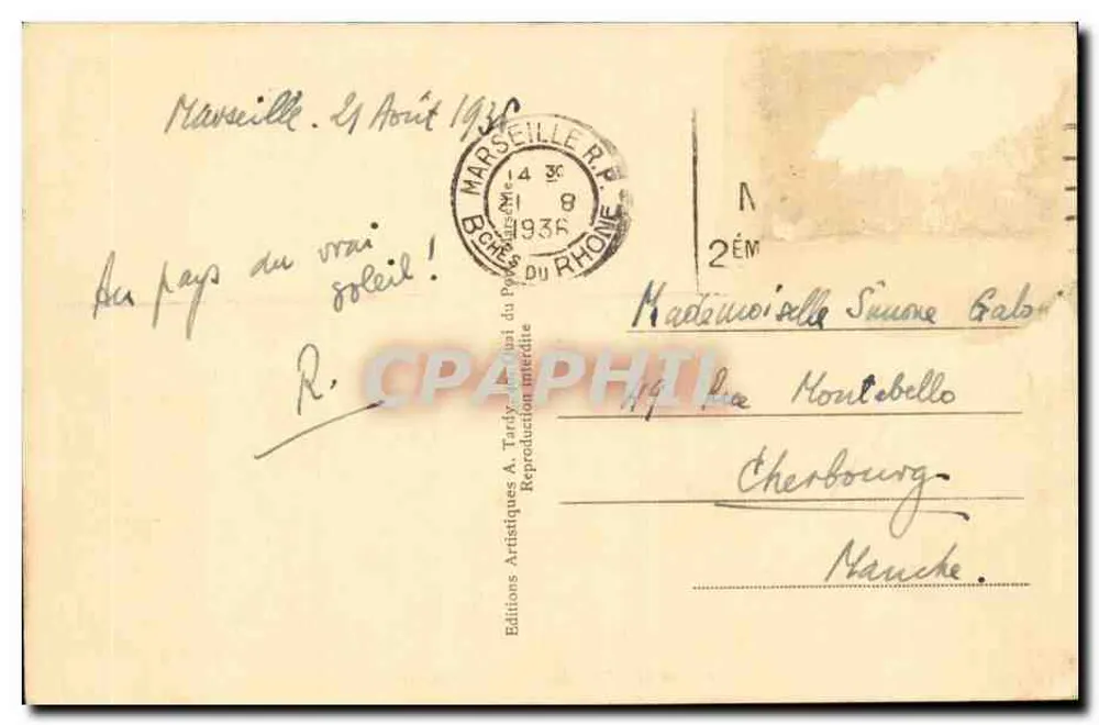 Marseille - La Cannebière — Verlag A. Tardy, Nr. 4 - Rückseite