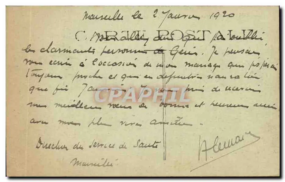 Marselha - A Prefeitura — editor desconhecido, número de série não visível - Verso