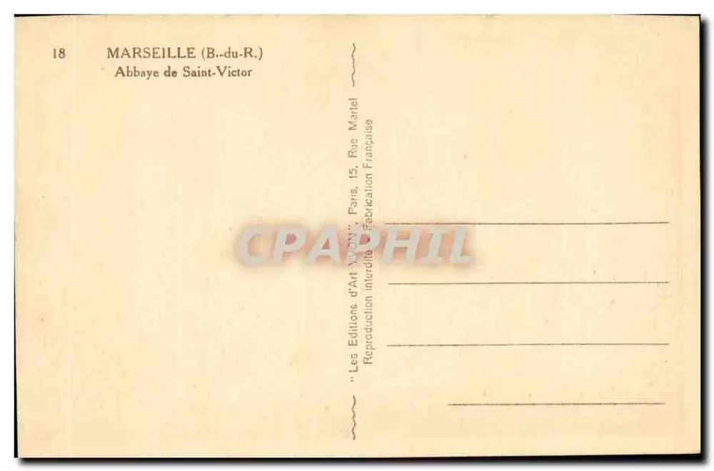 Marseille (B.-du-R.) — Abbaye de Saint-Victor — Éditions d'Art 'Wen' - Verso