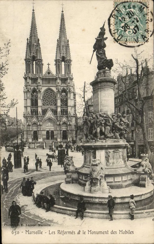 Marseille — Die Reformierte Kirche & das Denkmal der Mobiles — Phototypie E. Lacour - Vorderseite