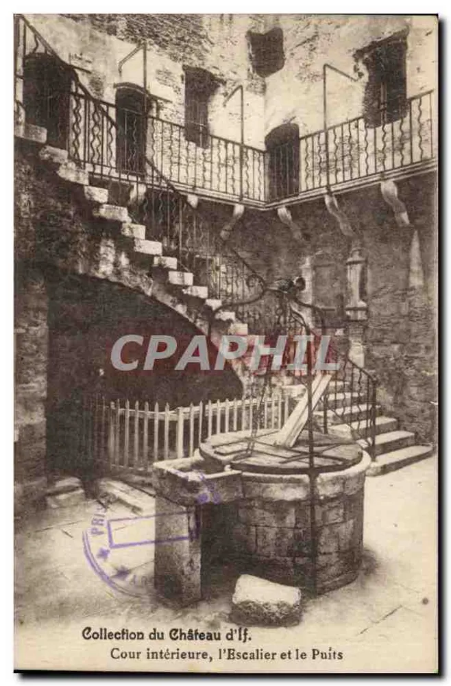 Cour intérieure, l'Escalier et le Puits — Château d'If - Recto