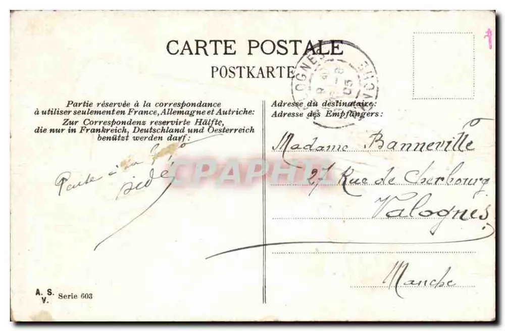 Arlésienne — mulher colhendo azeitonas — A.S. Série 603 - Verso